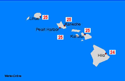 Hawái Mapas de temperatura oceánica