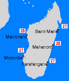 Madagaskar Mapas de temperatura oceánica
