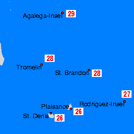 Islas Mascareñas Mapas de temperatura oceánica