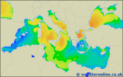 Mar Tirreno - Altura de las olas - sáb, 23/02, 13:00 h CET