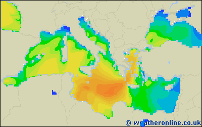 Mar Tirreno - Altura de las olas - lun, 25/02, 01:00 h CET