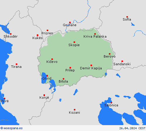  Macedonia del Norte Europa Mapas de pronósticos