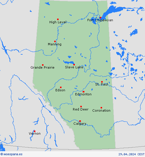  Alberta Norteamérica Mapas de pronósticos