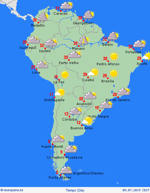 visión general  Suramérica Mapas de pronósticos