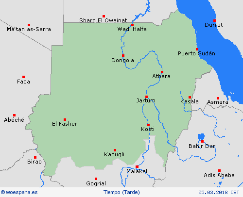 visión general Sudán África Mapas de pronósticos