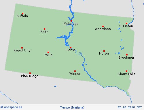 visión general Dakota del Sur Norteamérica Mapas de pronósticos