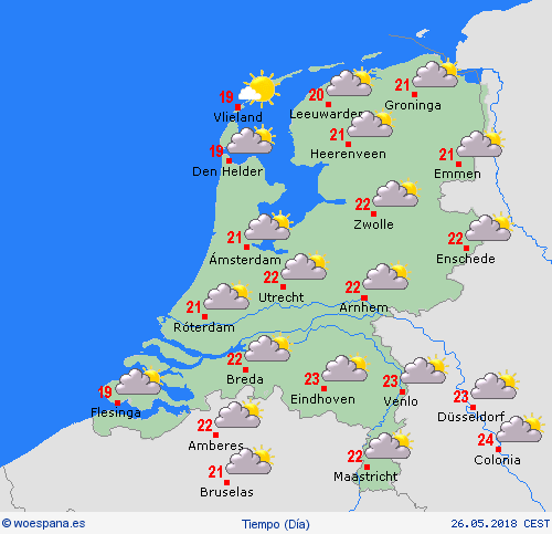 visión general Países Bajos Europa Mapas de pronósticos