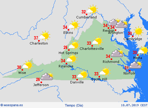 visión general Virginia Norteamérica Mapas de pronósticos