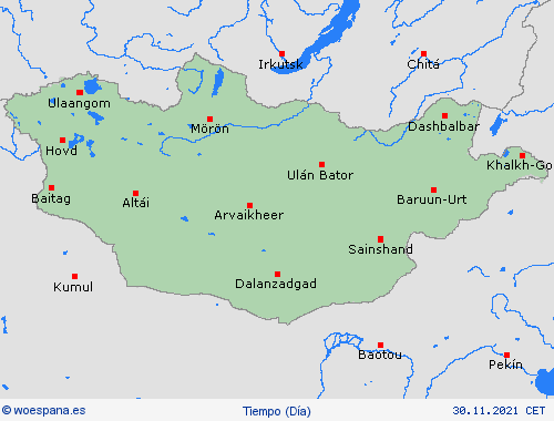 visión general Mongolia Asia Mapas de pronósticos