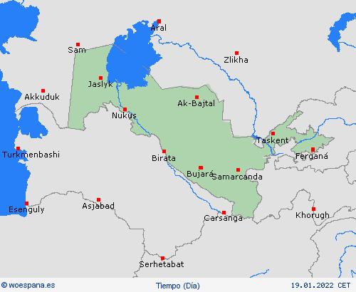visión general Uzbekistán Asia Mapas de pronósticos