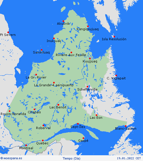 visión general Quebec Norteamérica Mapas de pronósticos