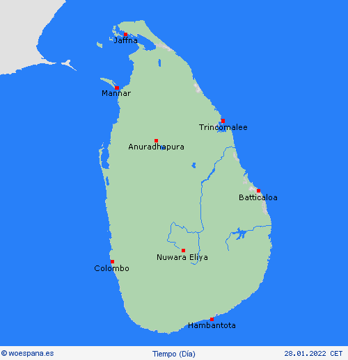 visión general Sri Lanka Asia Mapas de pronósticos