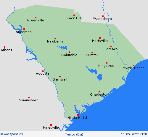 visión general Carolina del Sur Norteamérica Mapas de pronósticos