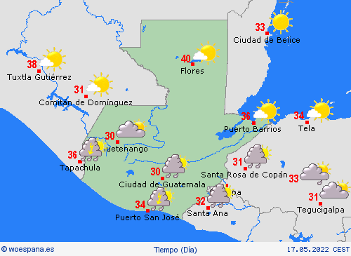 visión general Guatemala Centroamérica Mapas de pronósticos