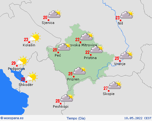 visión general Kosovo Europa Mapas de pronósticos