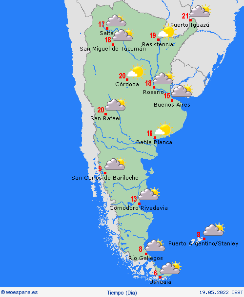 visión general Argentina Suramérica Mapas de pronósticos