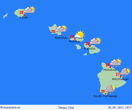 visión general Hawái Norteamérica Mapas de pronósticos