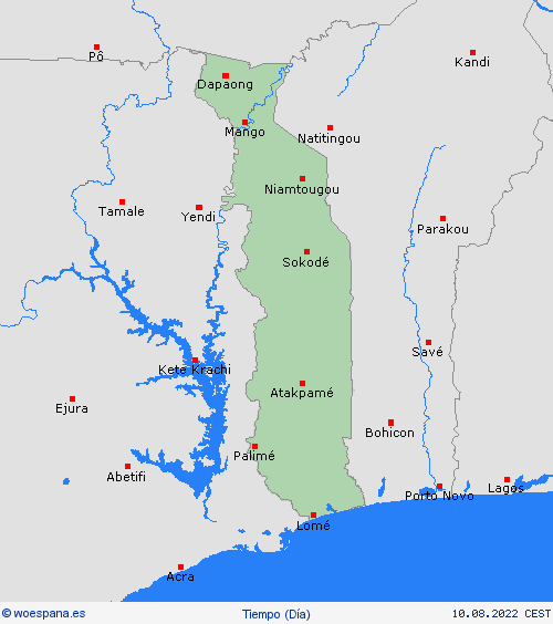 visión general Togo África Mapas de pronósticos