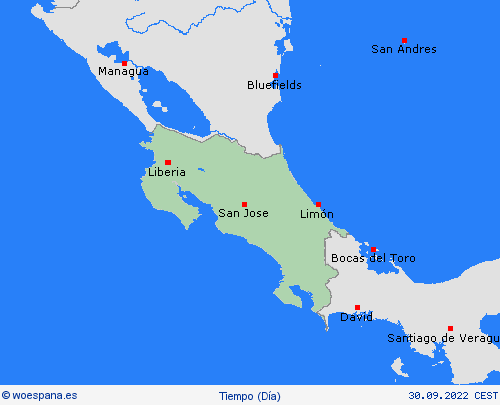 visión general Costa Rica Centroamérica Mapas de pronósticos
