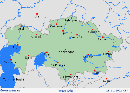 visión general Kazajistán Asia Mapas de pronósticos