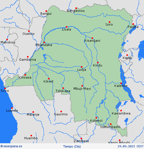 visión general República Democrática del Congo África Mapas de pronósticos