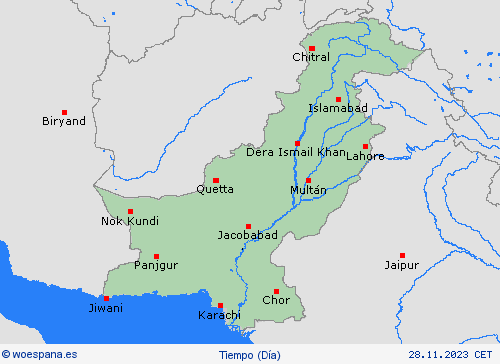 visión general Pakistán Asia Mapas de pronósticos