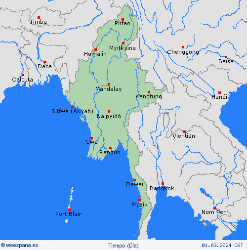 visión general Birmania Asia Mapas de pronósticos