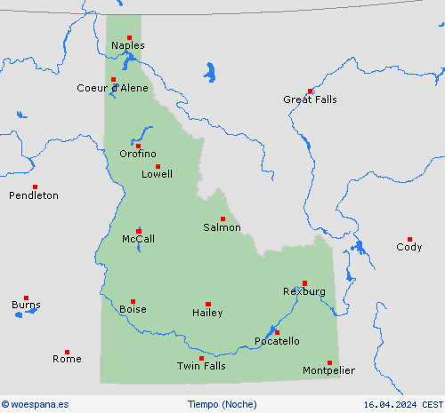 visión general Idaho Norteamérica Mapas de pronósticos