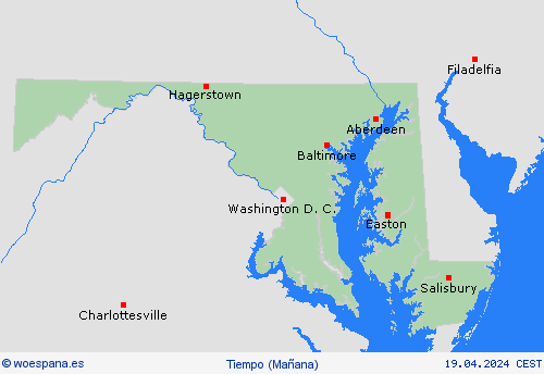 visión general Maryland Norteamérica Mapas de pronósticos
