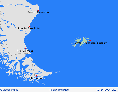 visión general Islas Malvinas Suramérica Mapas de pronósticos
