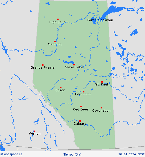visión general Alberta Norteamérica Mapas de pronósticos