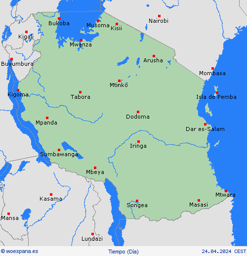 visión general Tanzania África Mapas de pronósticos