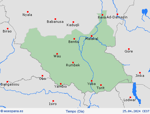 visión general Sudán del Sur África Mapas de pronósticos