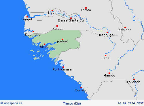 visión general Guinea-Bissau África Mapas de pronósticos