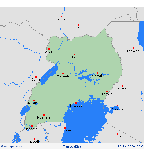 visión general Uganda África Mapas de pronósticos