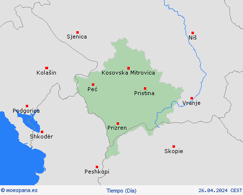 visión general Kosovo Europa Mapas de pronósticos