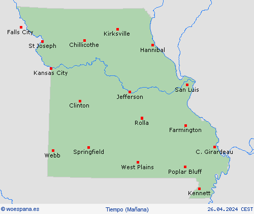 visión general Misuri Norteamérica Mapas de pronósticos