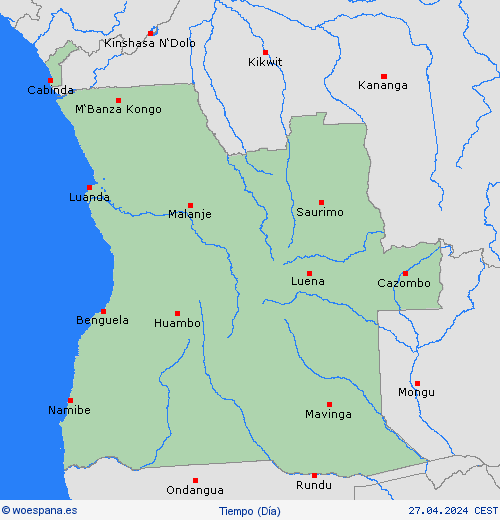 visión general Angola África Mapas de pronósticos