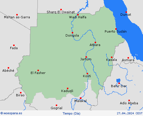 visión general Sudán África Mapas de pronósticos