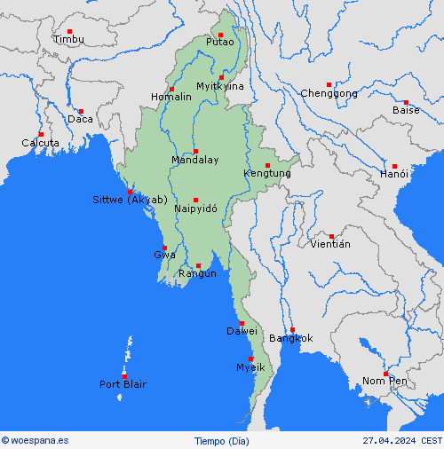 visión general Birmania Asia Mapas de pronósticos