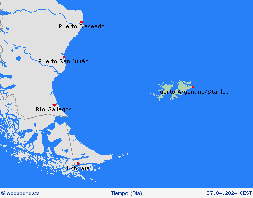 visión general Islas Malvinas Suramérica Mapas de pronósticos