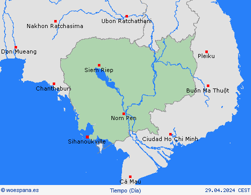 visión general Camboya Asia Mapas de pronósticos