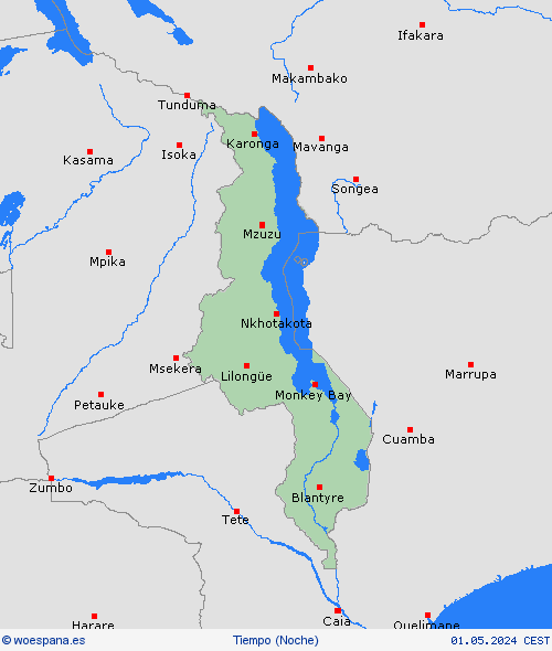 visión general Malaui África Mapas de pronósticos