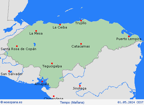 visión general Honduras Centroamérica Mapas de pronósticos