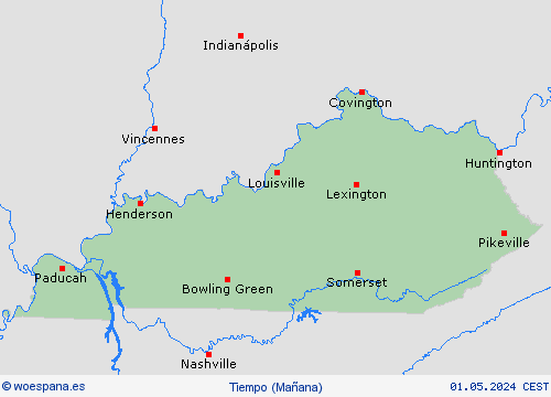 visión general Kentucky Norteamérica Mapas de pronósticos