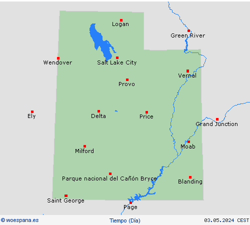 visión general Utah Norteamérica Mapas de pronósticos