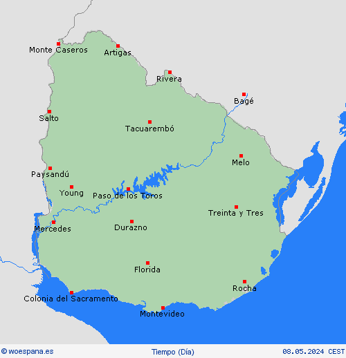 visión general Uruguay Suramérica Mapas de pronósticos