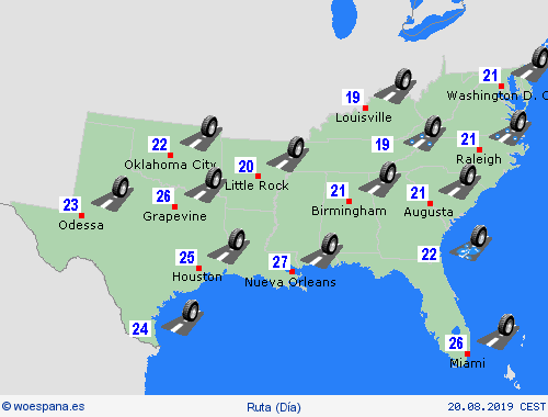 estado de la vía  Norteamérica Mapas de pronósticos