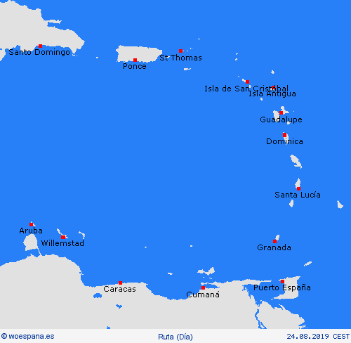 estado de la vía Antillas Menores Centroamérica Mapas de pronósticos