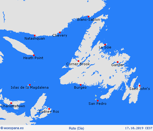 estado de la vía San Pedro y Miquelón Norteamérica Mapas de pronósticos